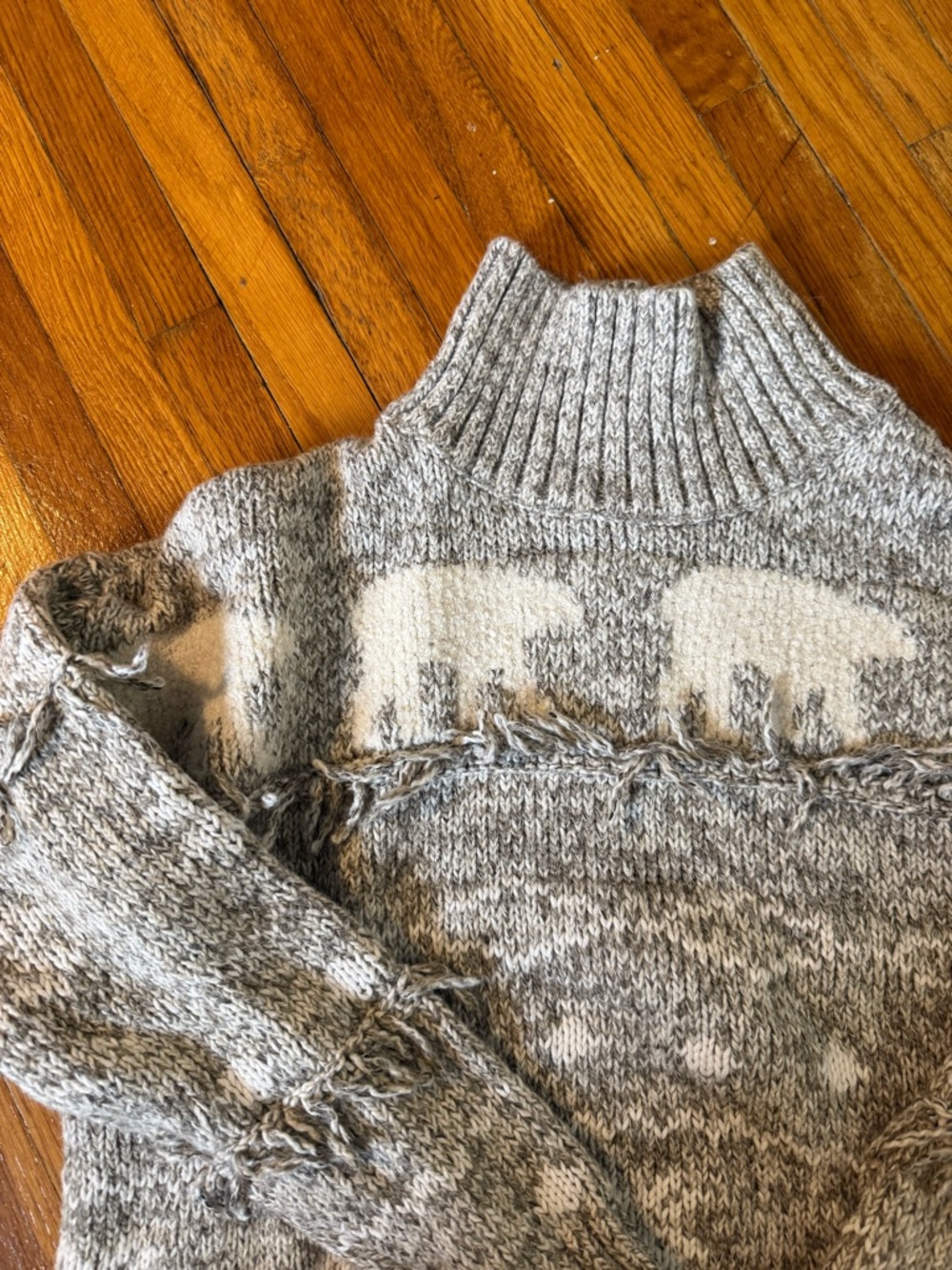 LOFT Marled Gray Knit Turtleneck Sweater - Picture 4 of 6